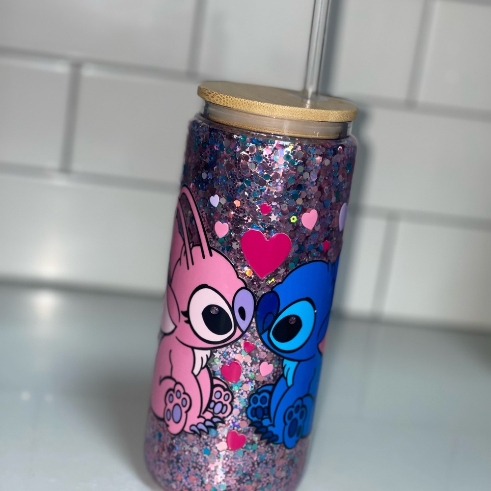 Colorful Glitter Tumbler with Straw